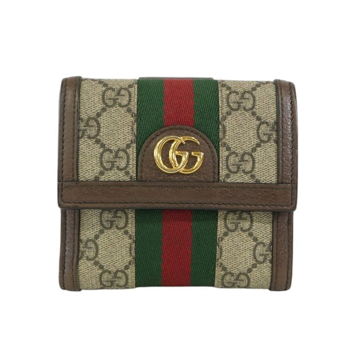 Pre-owned Gucci Ophidia Bifold Wallet Brown