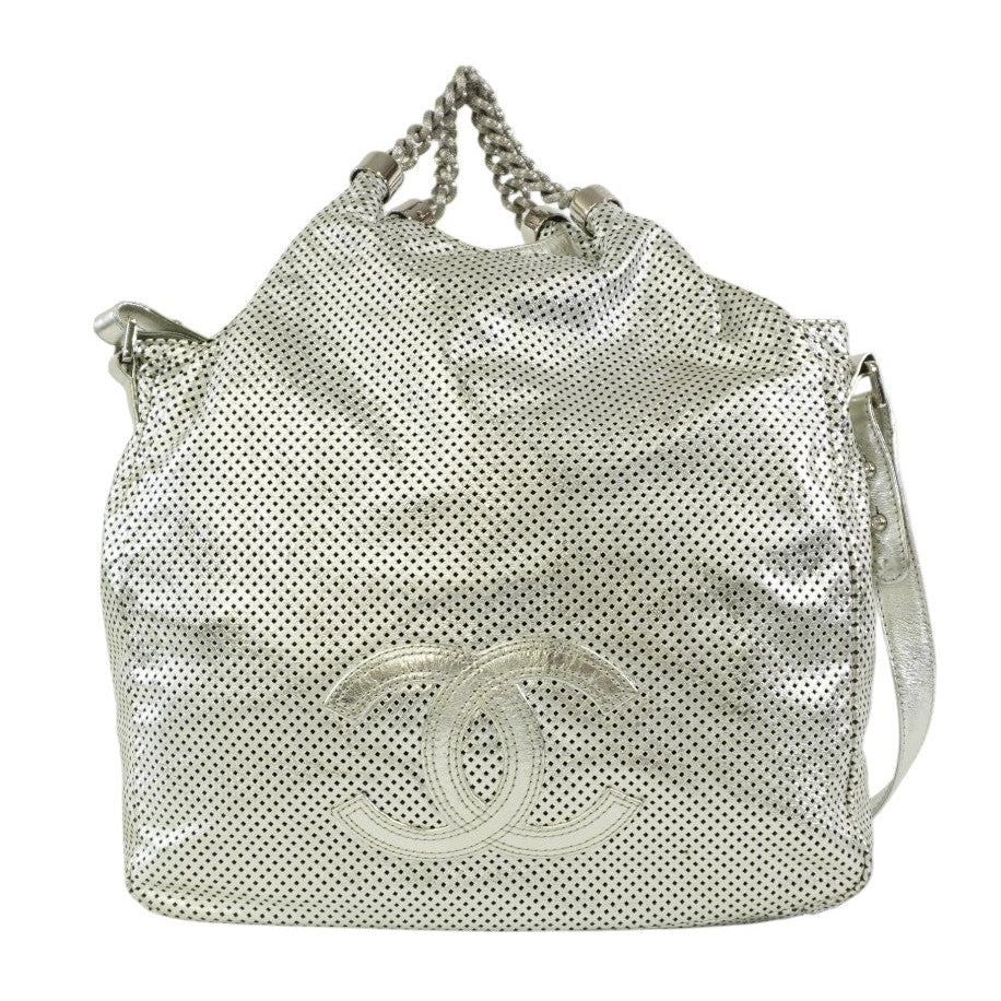 Pre-owned Chanel Rodeo Drive Hobo Tote Bag Metallic Silver