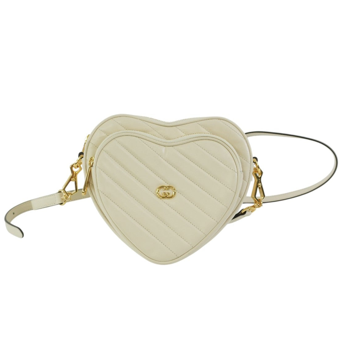 Pre-owned Gucci Heart Shoulder Bag White