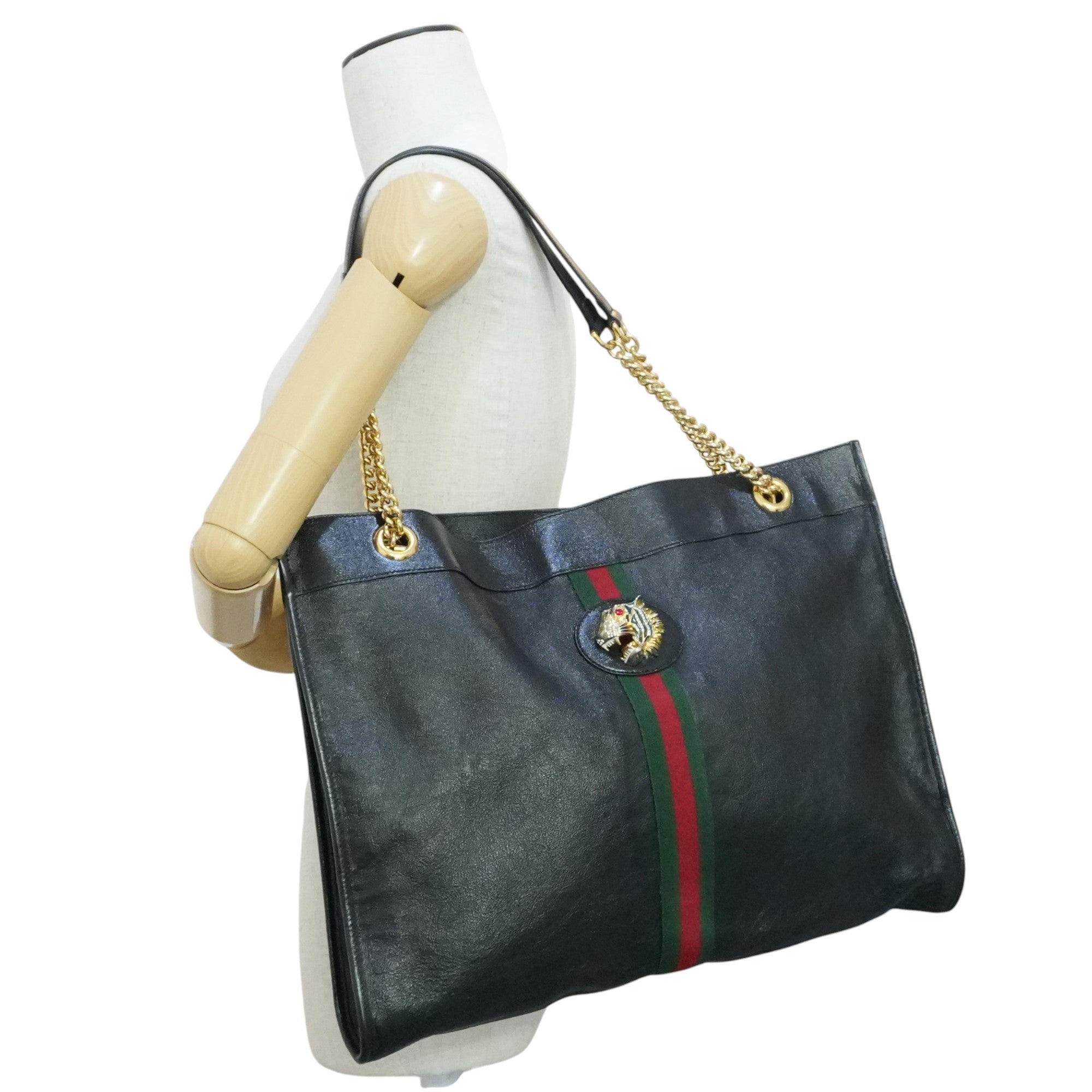 Pre-owned Gucci Rajah Large Tote Bag Black