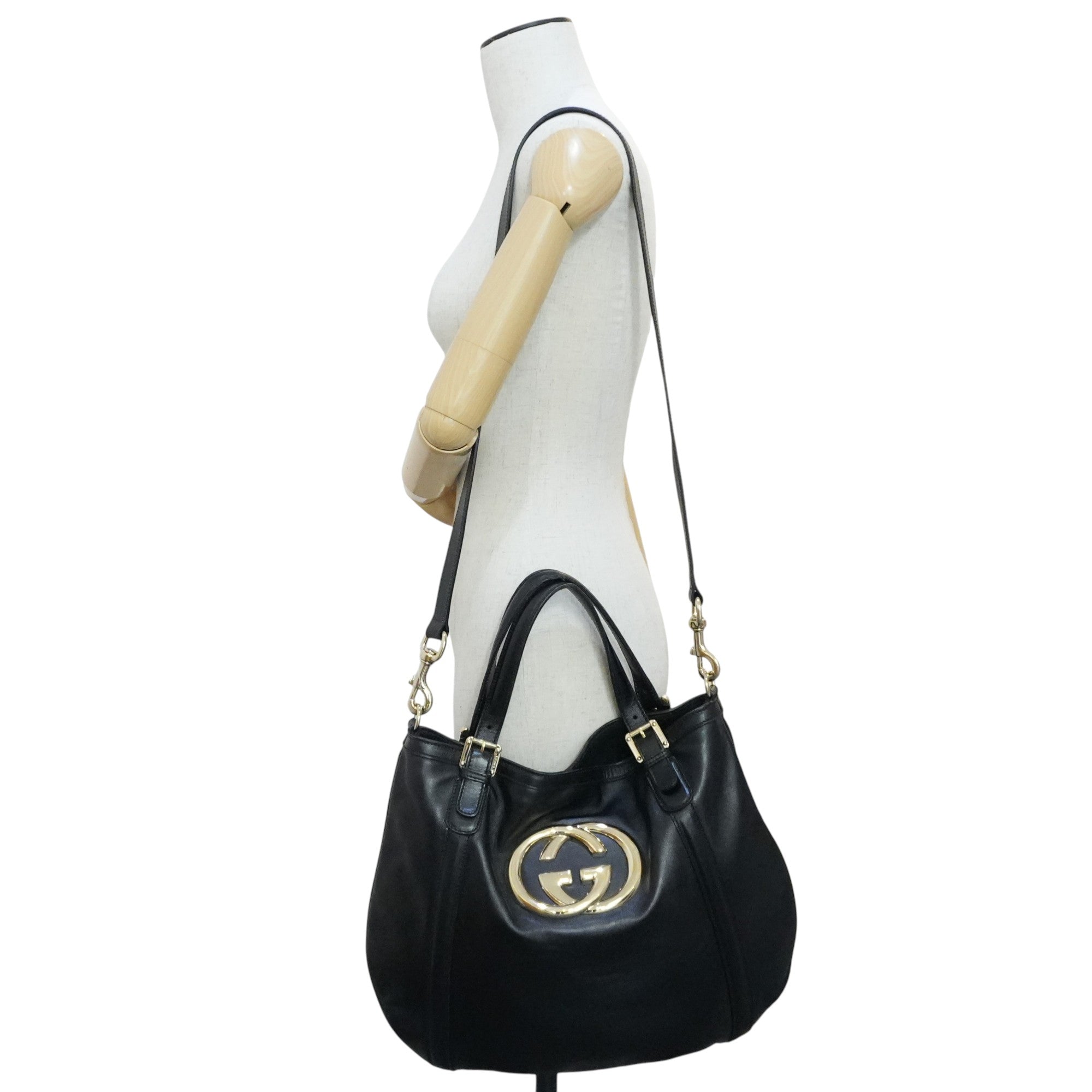 Pre-owned Gucci Two Way Britt Satchel Shoulder Bag Black