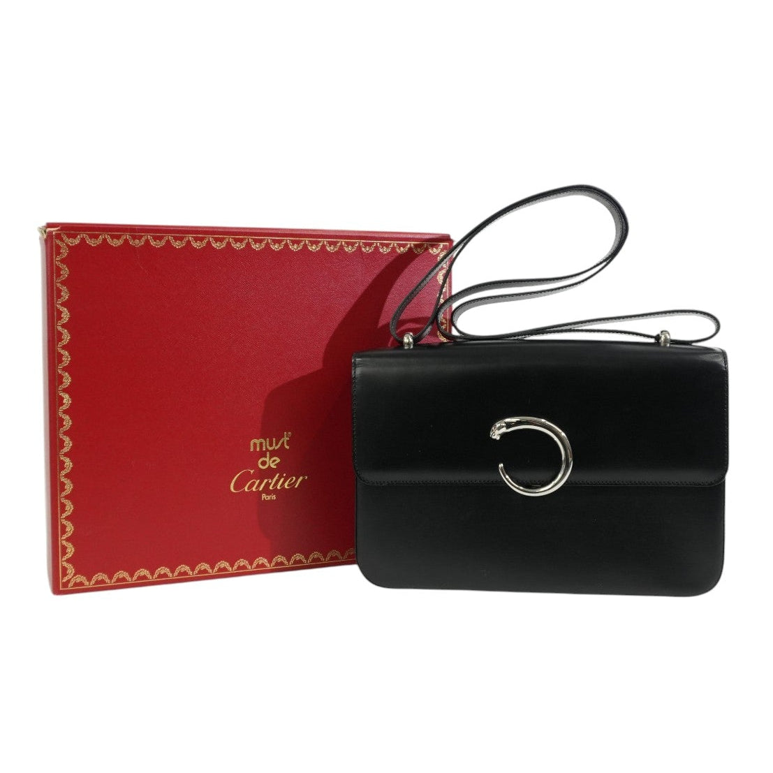 Pre-owned Cartier Panthere Shoulder Bag Black