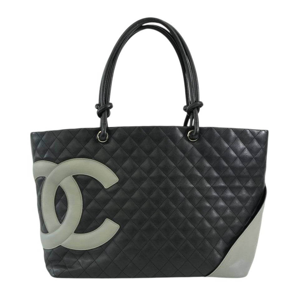 Pre-owned Chanel Cambon Tote Bag Black and Gray