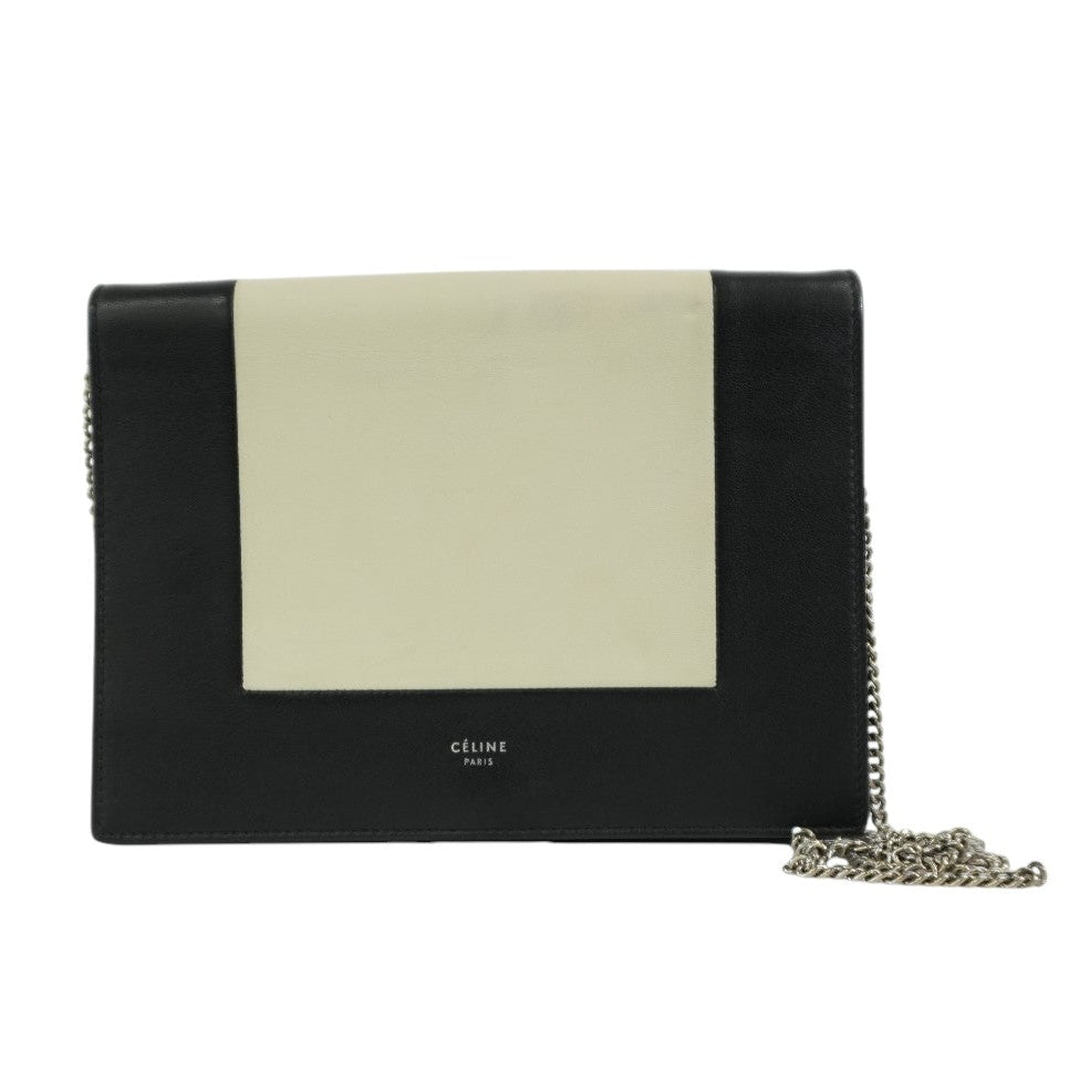 Pre-owned Celine Chain Shoulder Bag Black and White