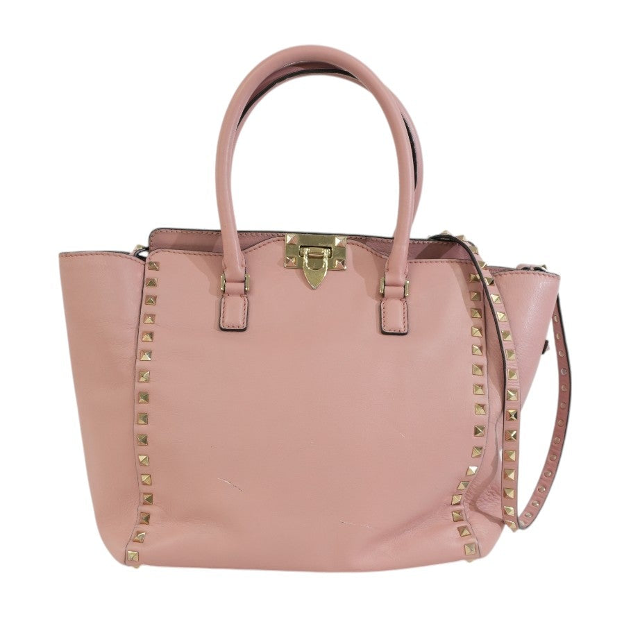 Pre-owned Valentino Two Way Studded Shoulder Bag Pink