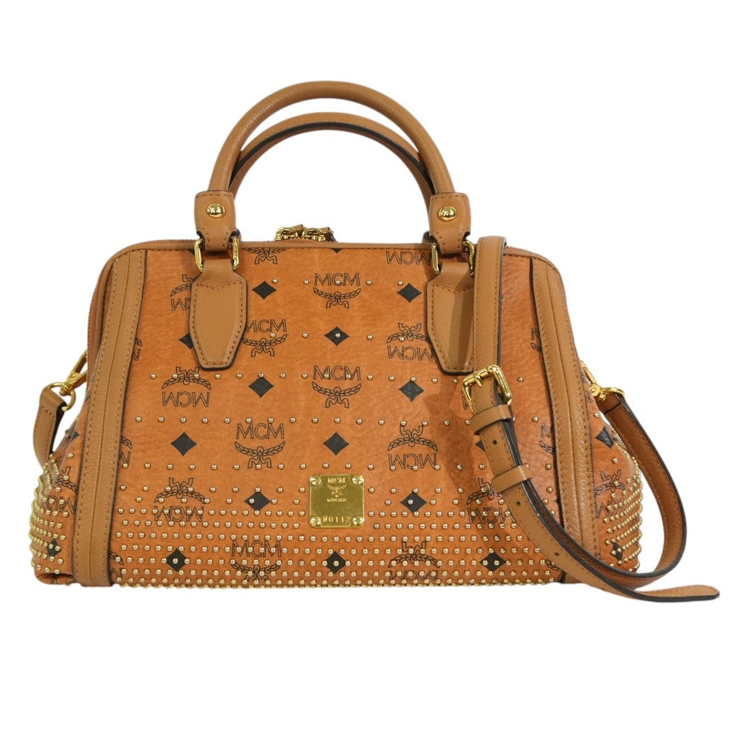 Pre-owned MCM Two Way Boston Bag Cognac
