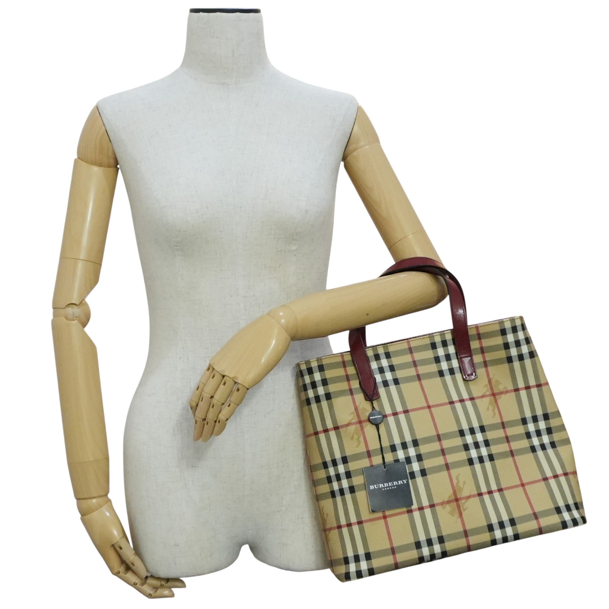 Pre-owned Burberry Nova Check Handbag Red