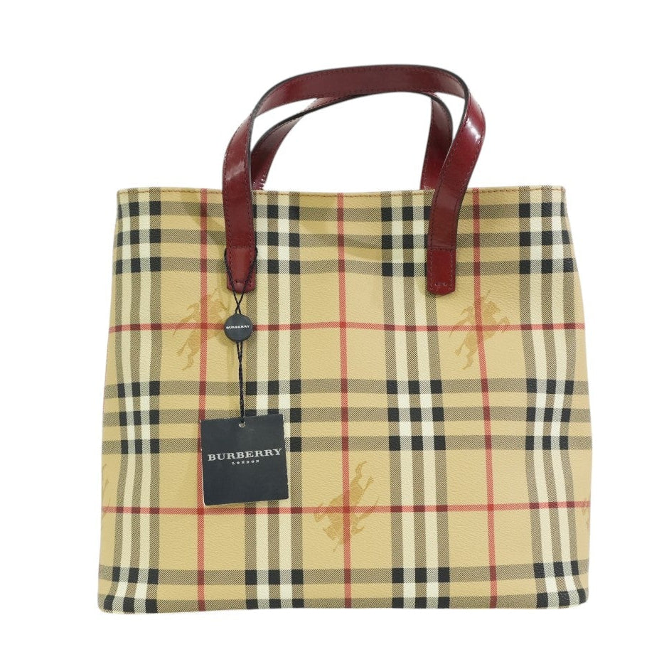 Pre-owned Burberry Nova Check Handbag Red