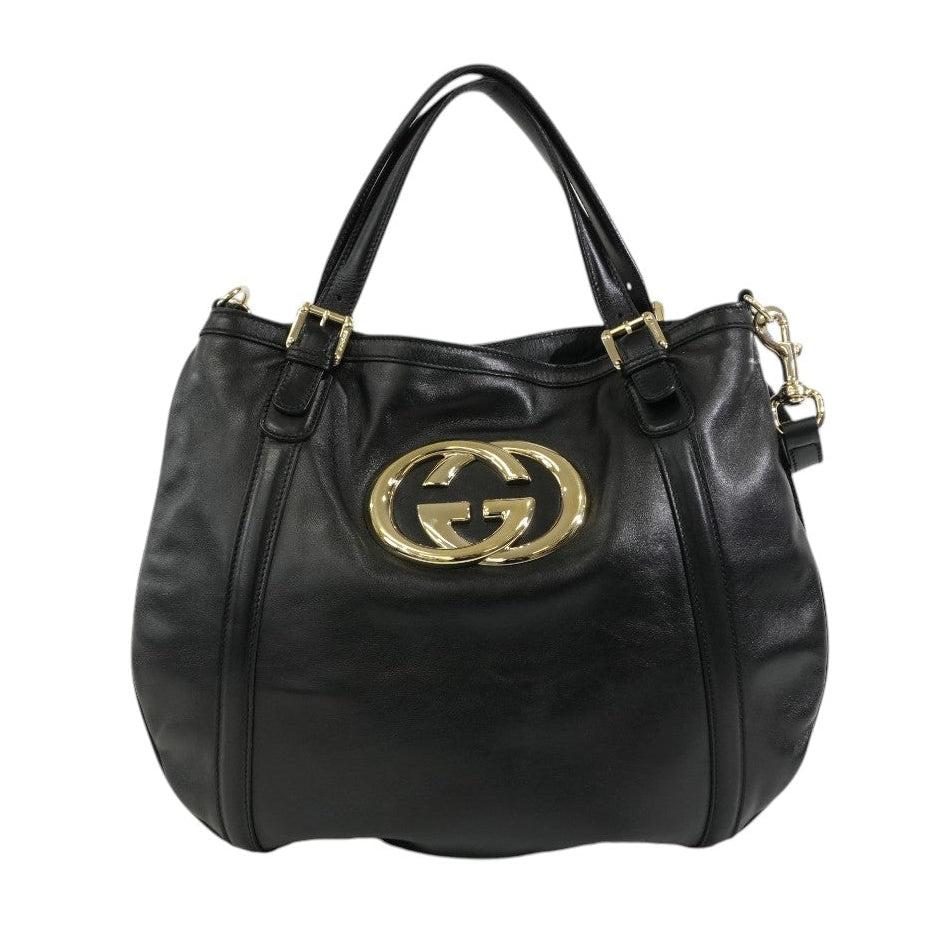 Pre-owned Gucci Two Way Britt Satchel Shoulder Bag Black
