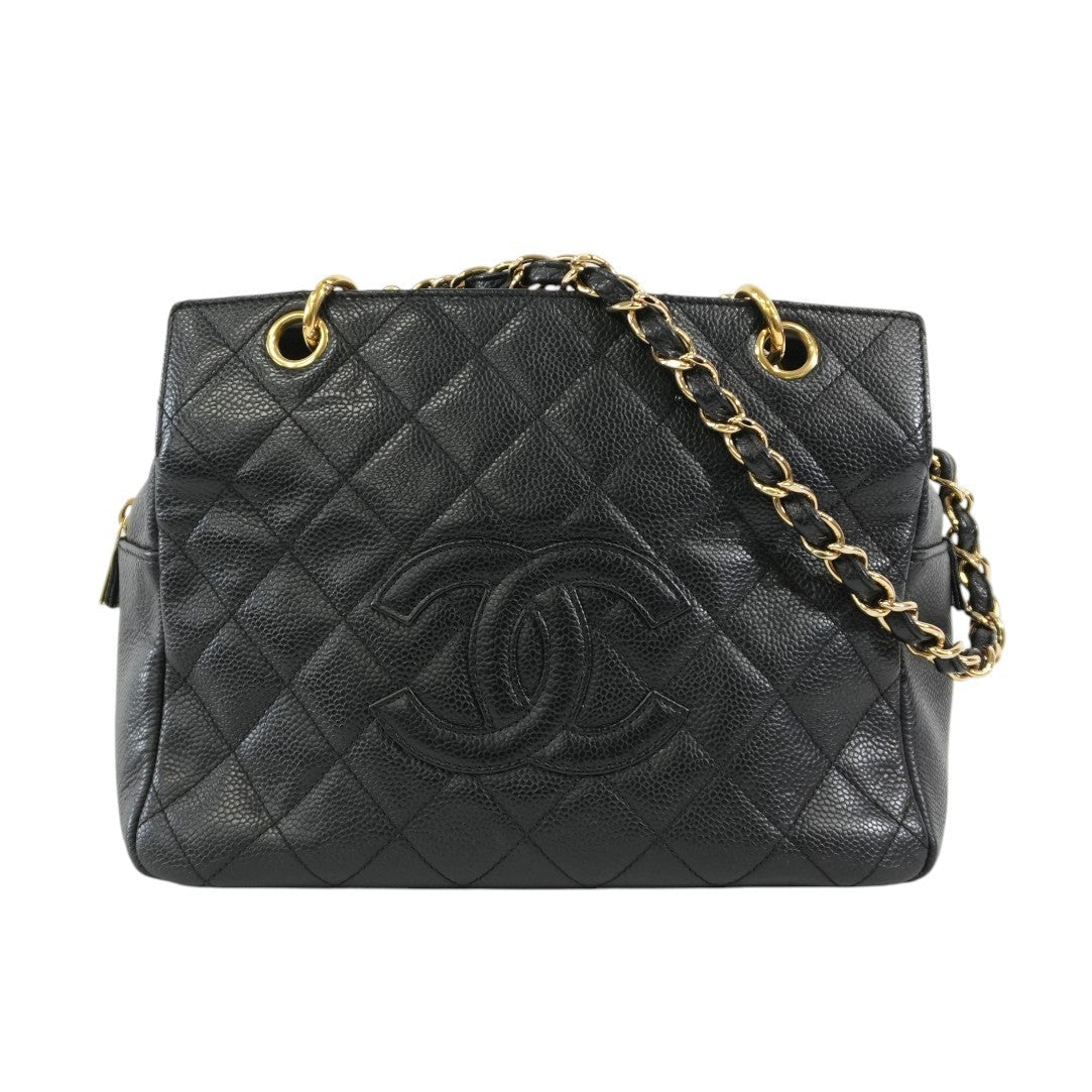 Pre-owned Chanel Caviar Skin PTT Chain Tote Bag Black