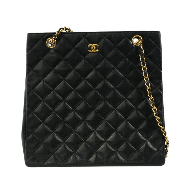Pre-owned Chanel Lambskin Leather Chanel Chain Shoulder Bag Black
