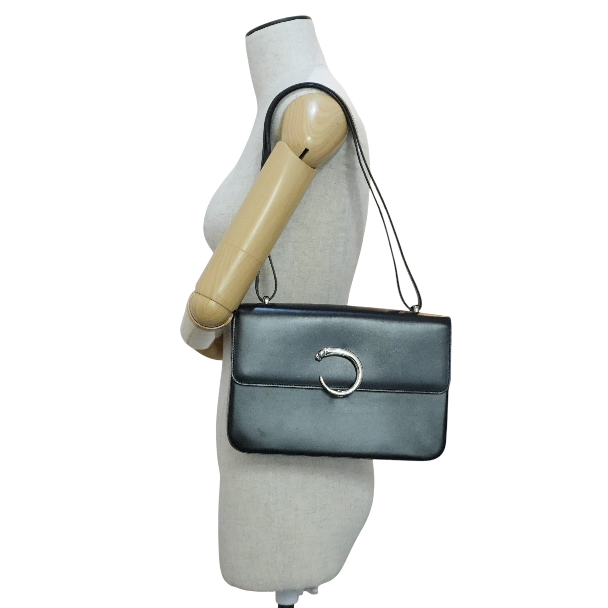 Pre-owned Cartier Panthere Shoulder Bag Black