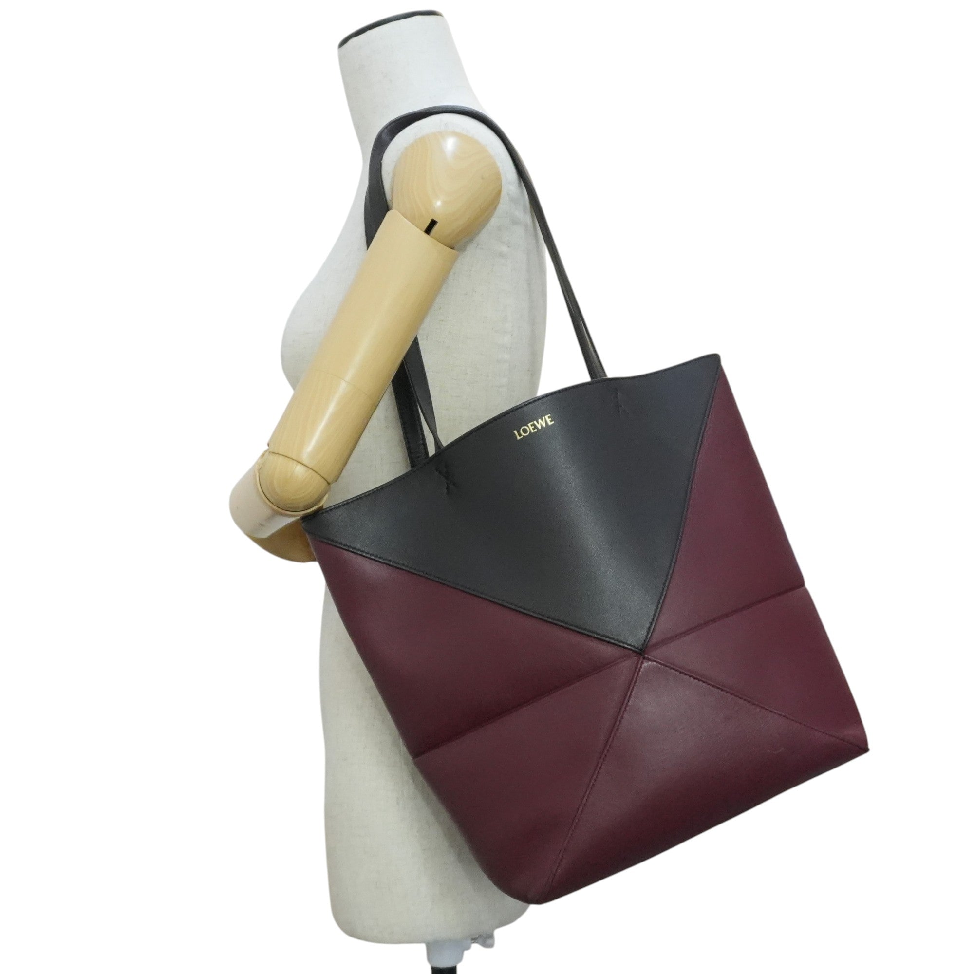 Pre-owned Loewe Puzzle Fold Tote Bag Brown and Burgundy