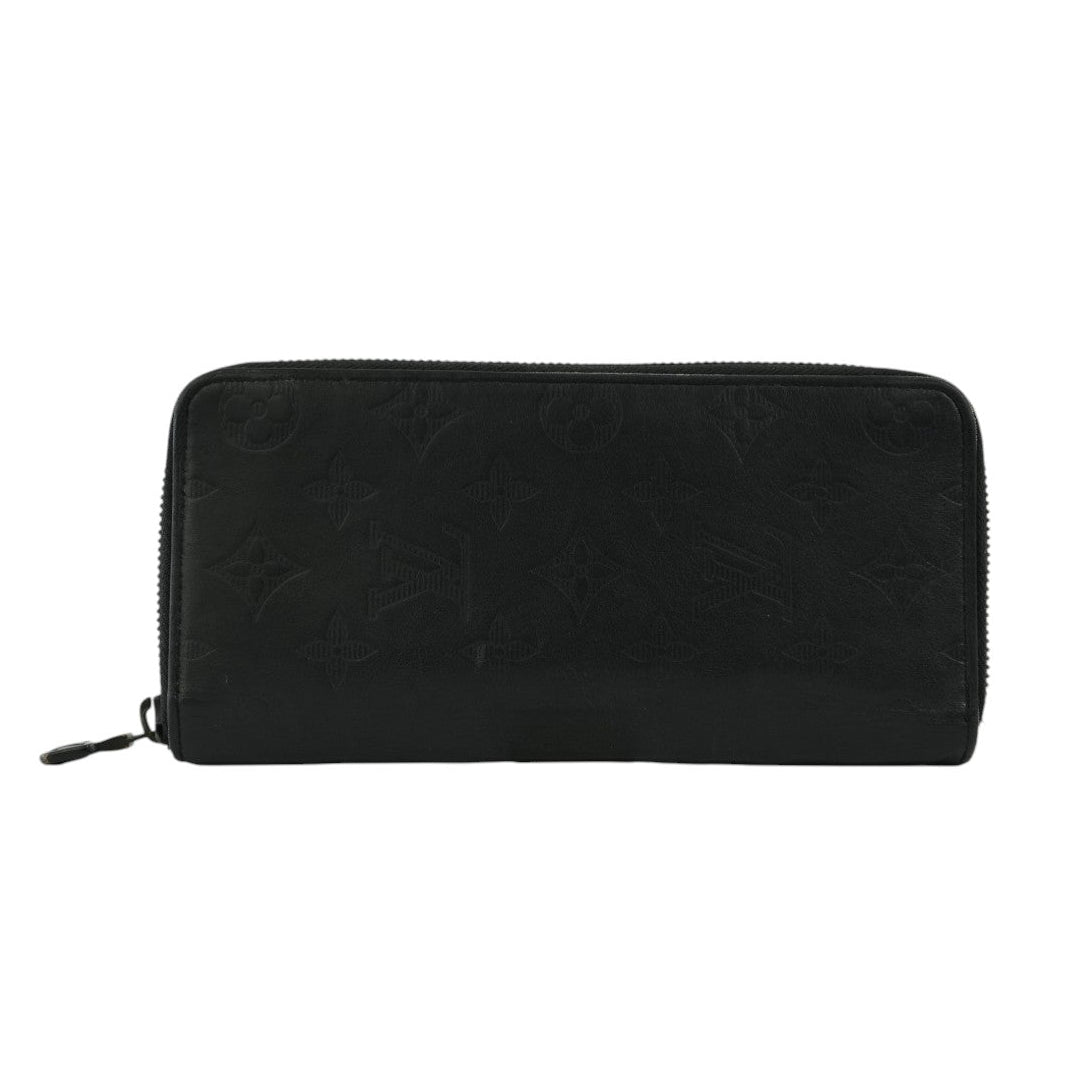 Pre-owned Louis Vuitton Shadow Monogram Vertical Zippy Wallet Black