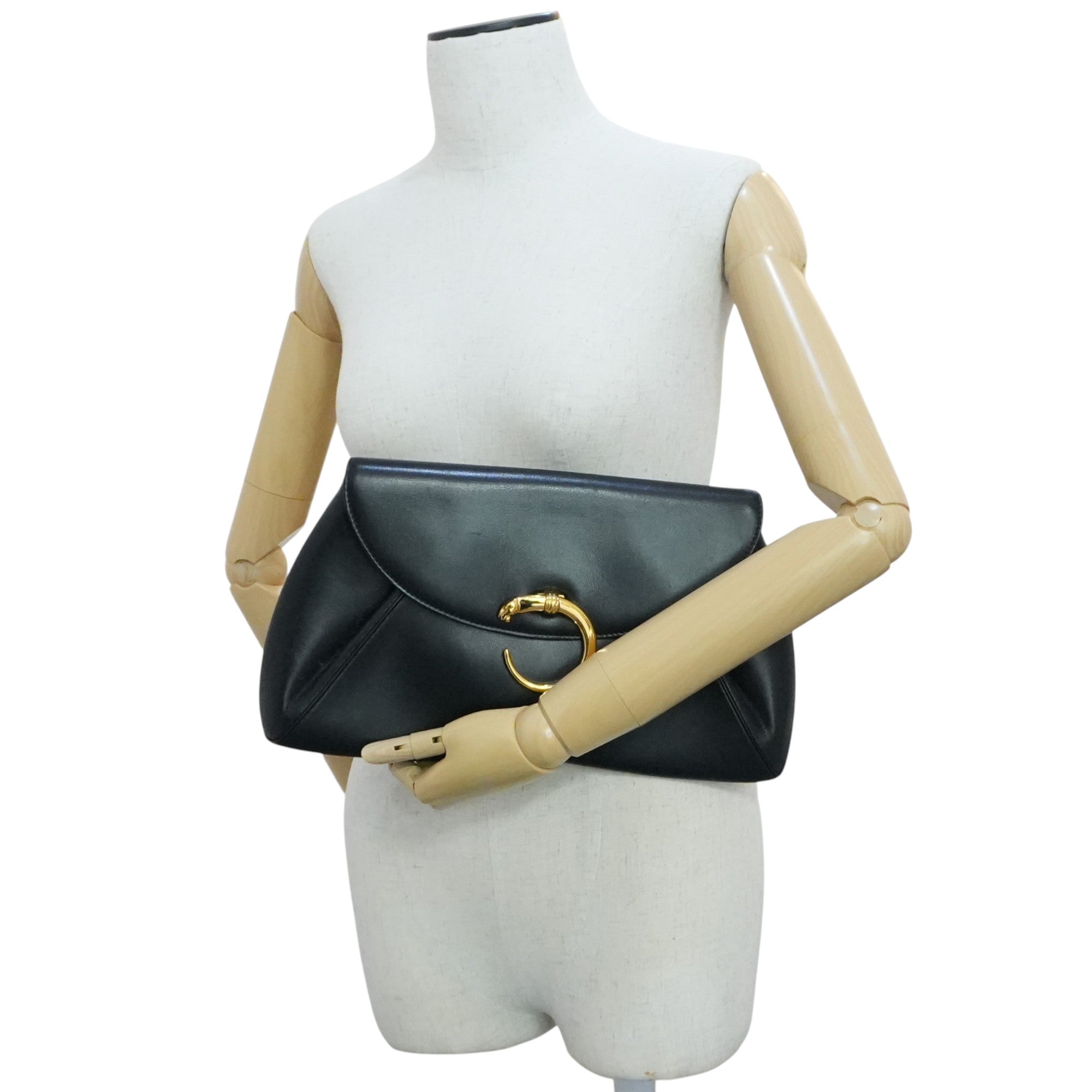 Pre-owned Cartier Panthere Clutch Bag Black