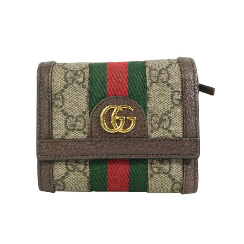 Pre-owned Gucci Ophidia Trifold Wallet Brown
