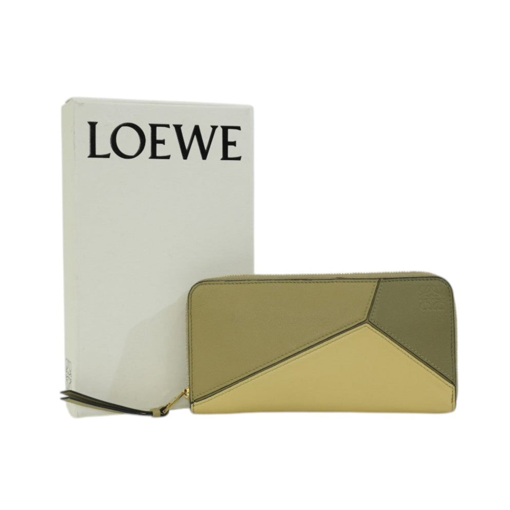 Pre-owned Loewe Leather Zippy Long Wallet Green Used