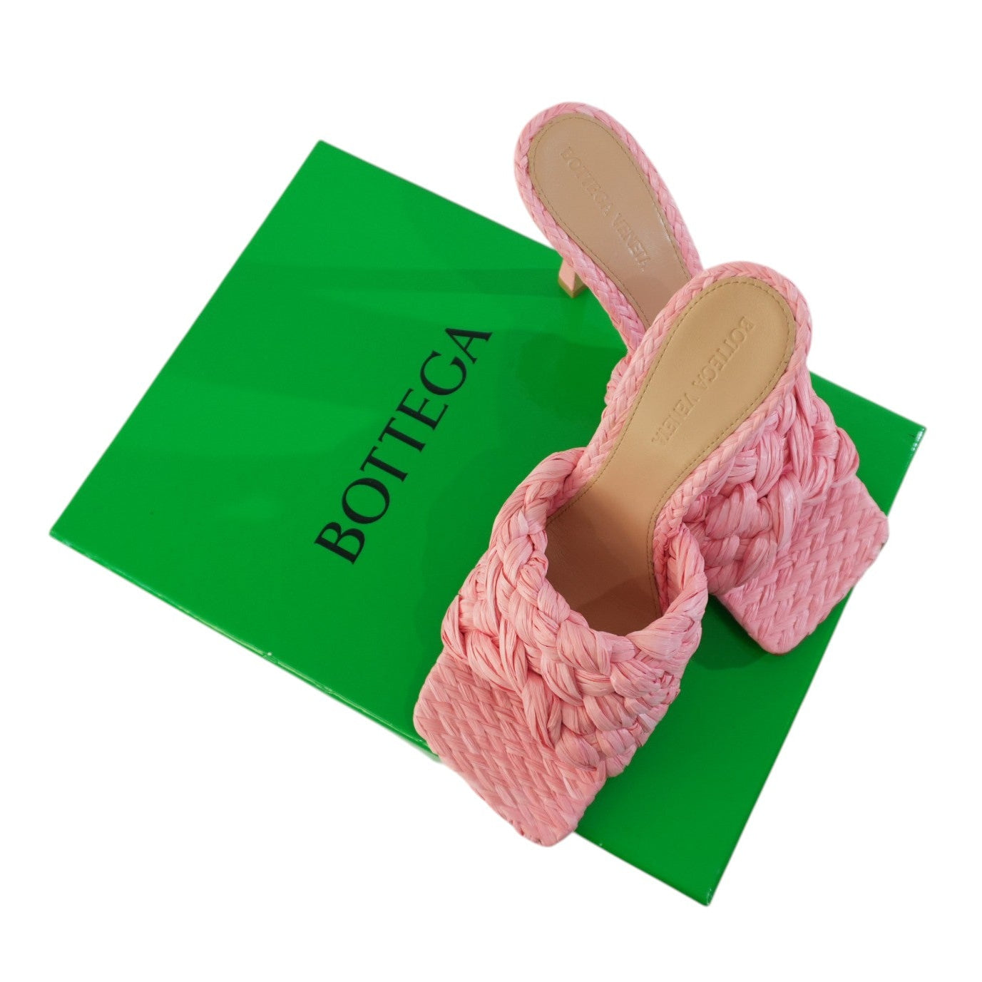 Pre-owned Bottega Straw High Heels Size 6.5 Pink Used