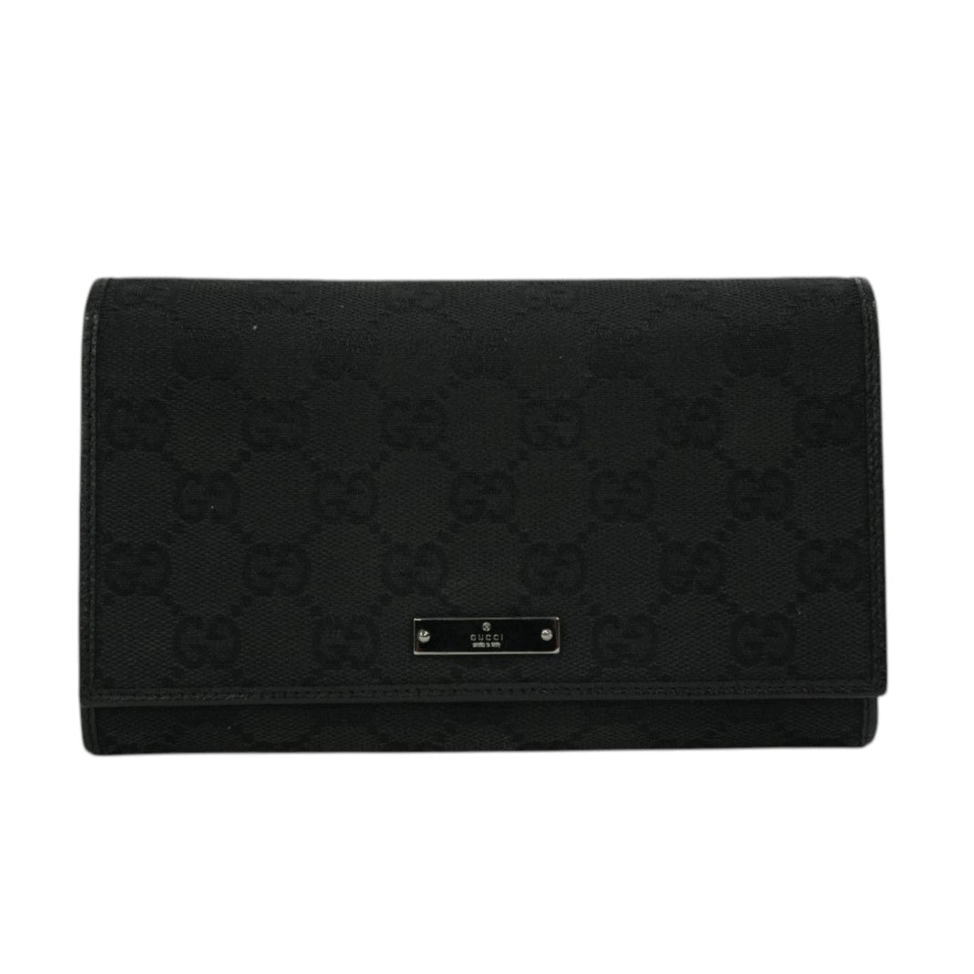 Gucci Canvas Long Wallet Black Used