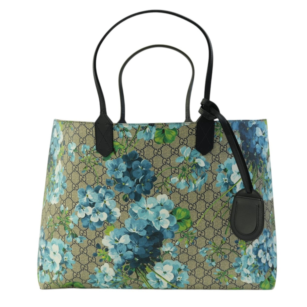 Pre-owned Gucci Canvas Blooms Reversible Tote Bag Blue Used