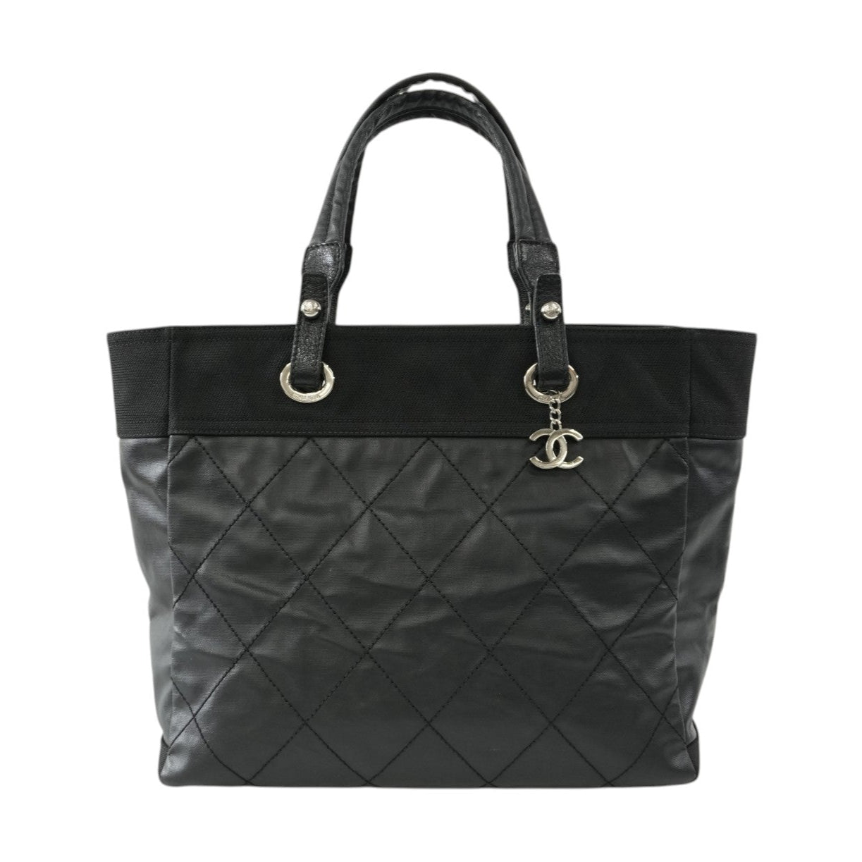 Pre-owned Chanel Lambskin Leather Paris Biarritz Tote Bag Black Used