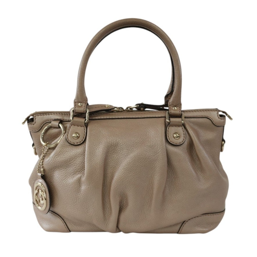 Pre-owned Gucci Leather Metallic Shoulder Bag Bronze Used