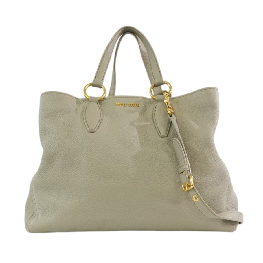 Pre-owned Miumiu Leather Two Way Tote Bag Gray Used
