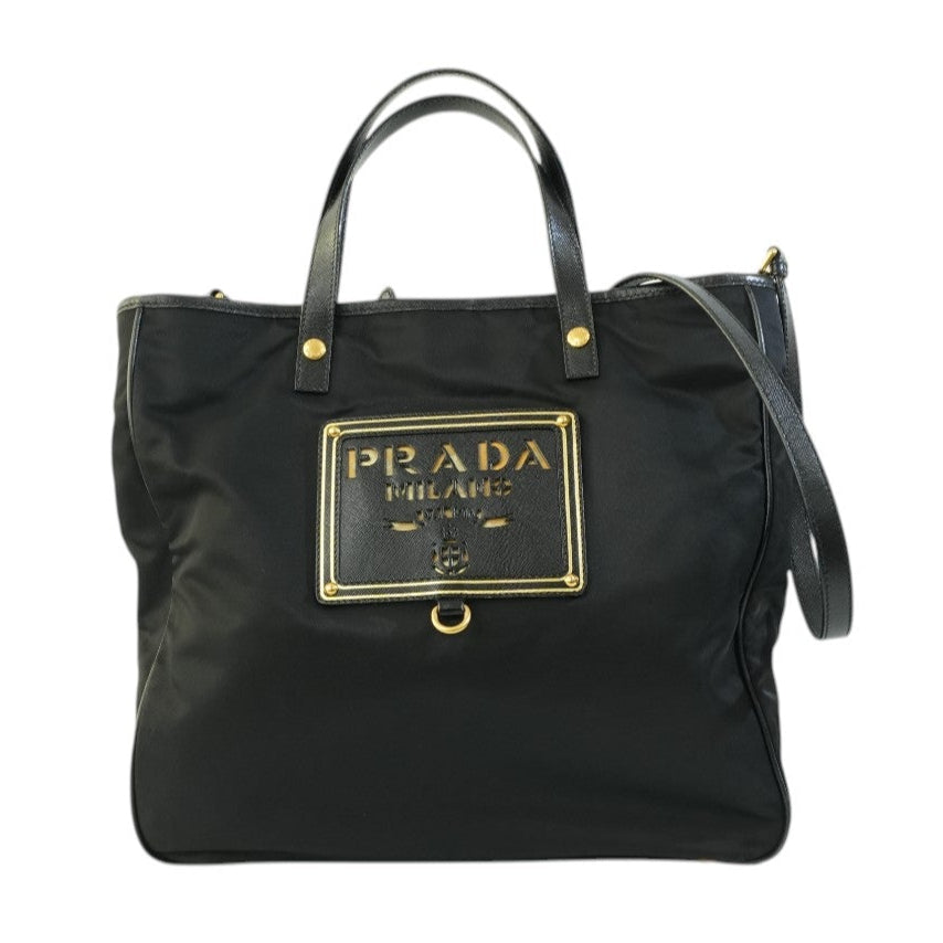Pre-owned Prada Nylon Two Way Shoulder Bag Black Used