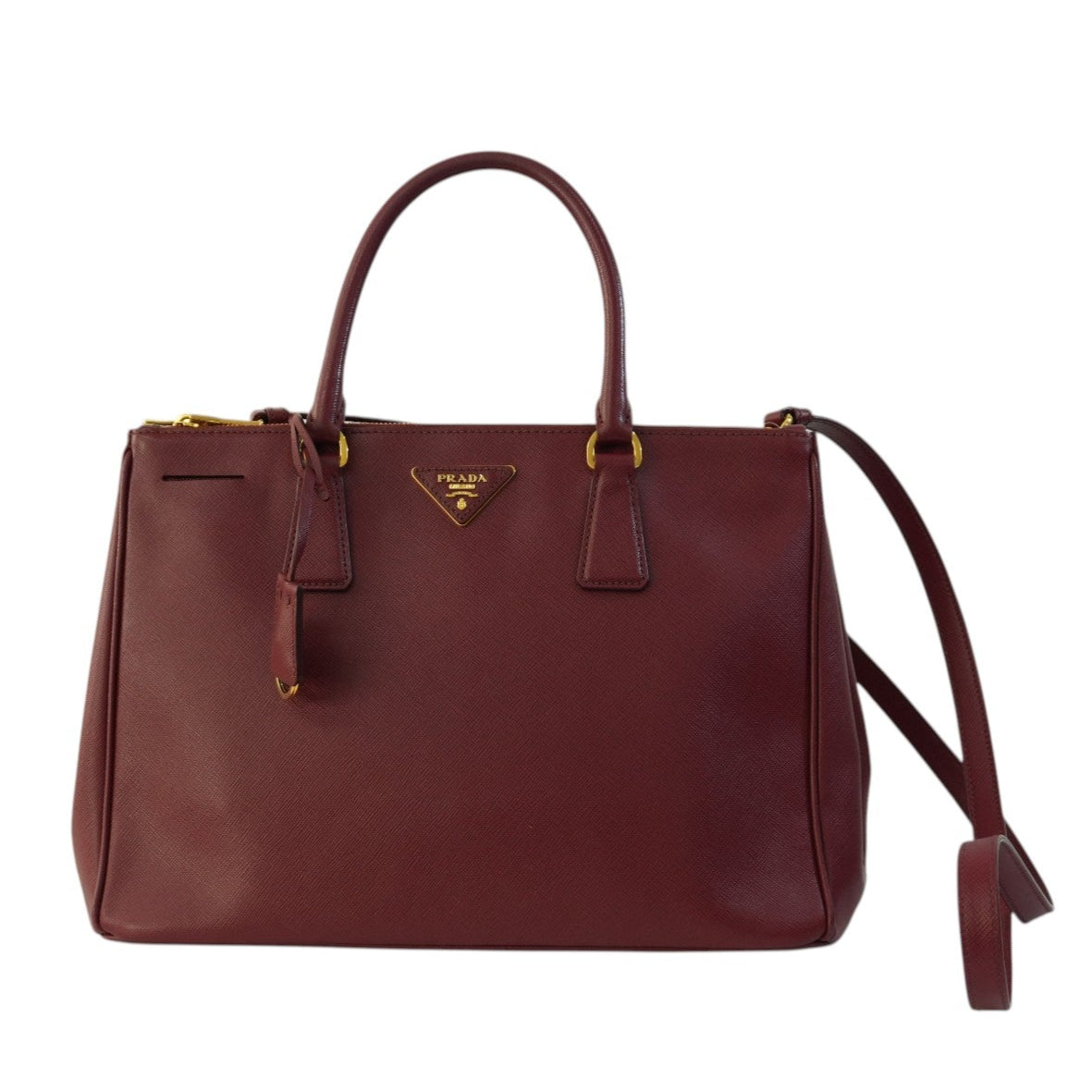 Pre-owned Prada Leather Two Way Shoulder Bag Burgundy Used