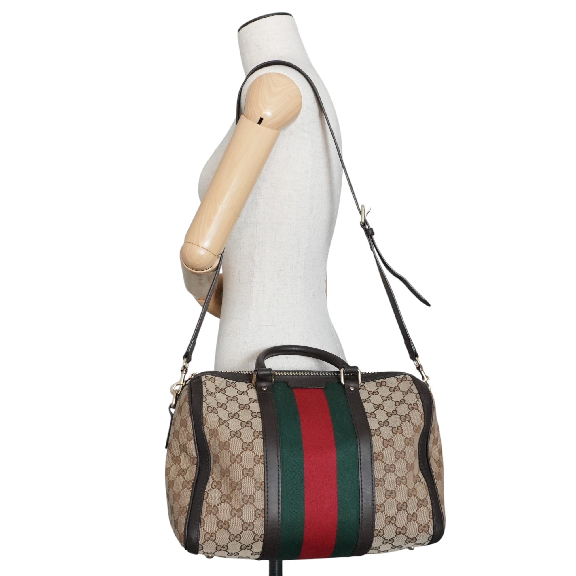 Pre-owned Gucci Fabric Canvas Two Way Sheryline Boston Shoulder Bag Used