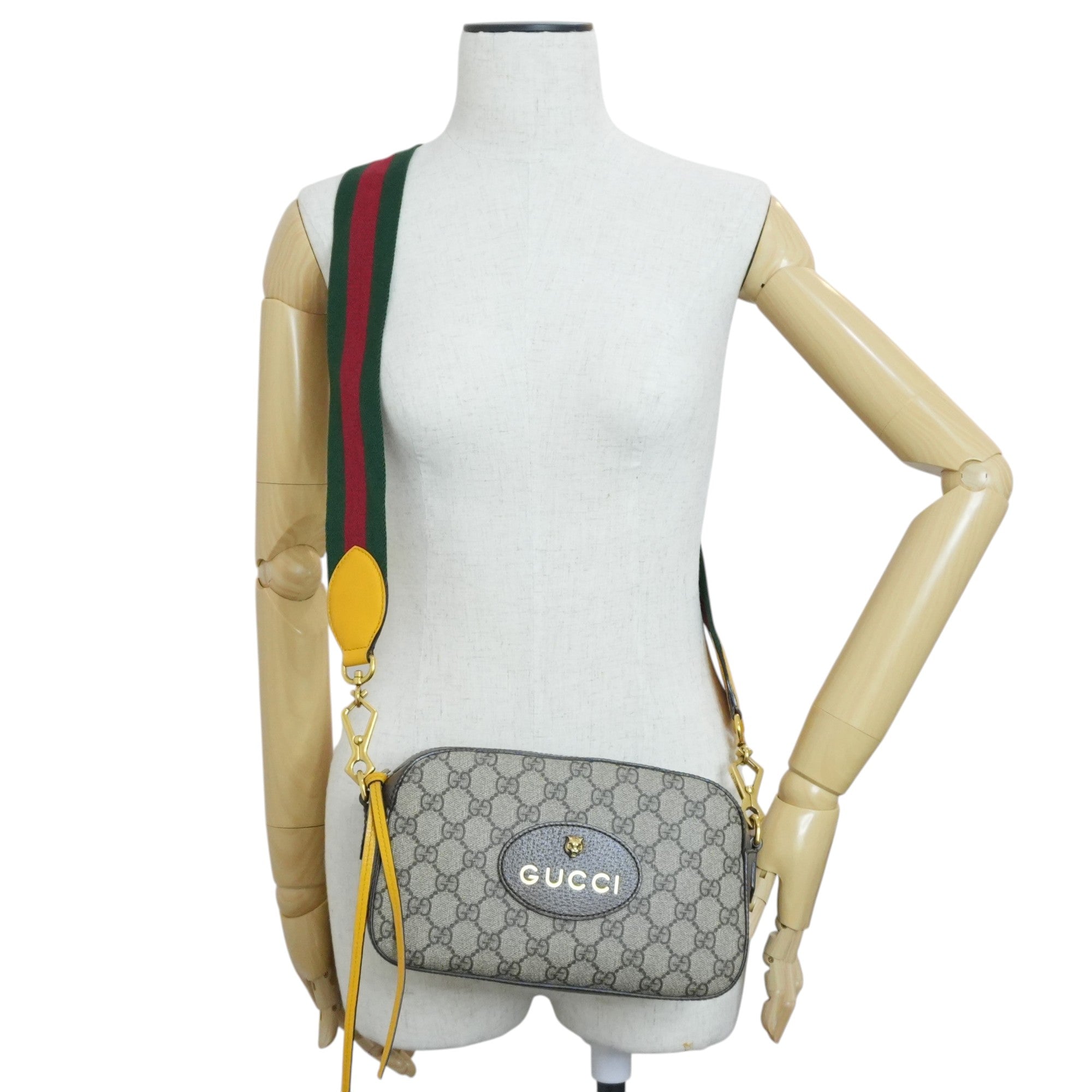 Gucci Canvas Supreme Sheryline Shoulder Bag Brown Used