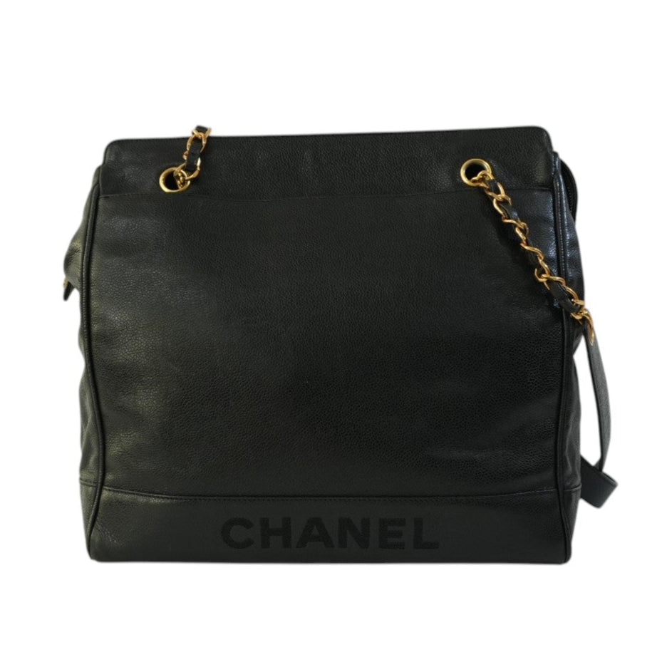 Pre-owned Chanel Caviar Skin Leather Tote Bag Black Used
