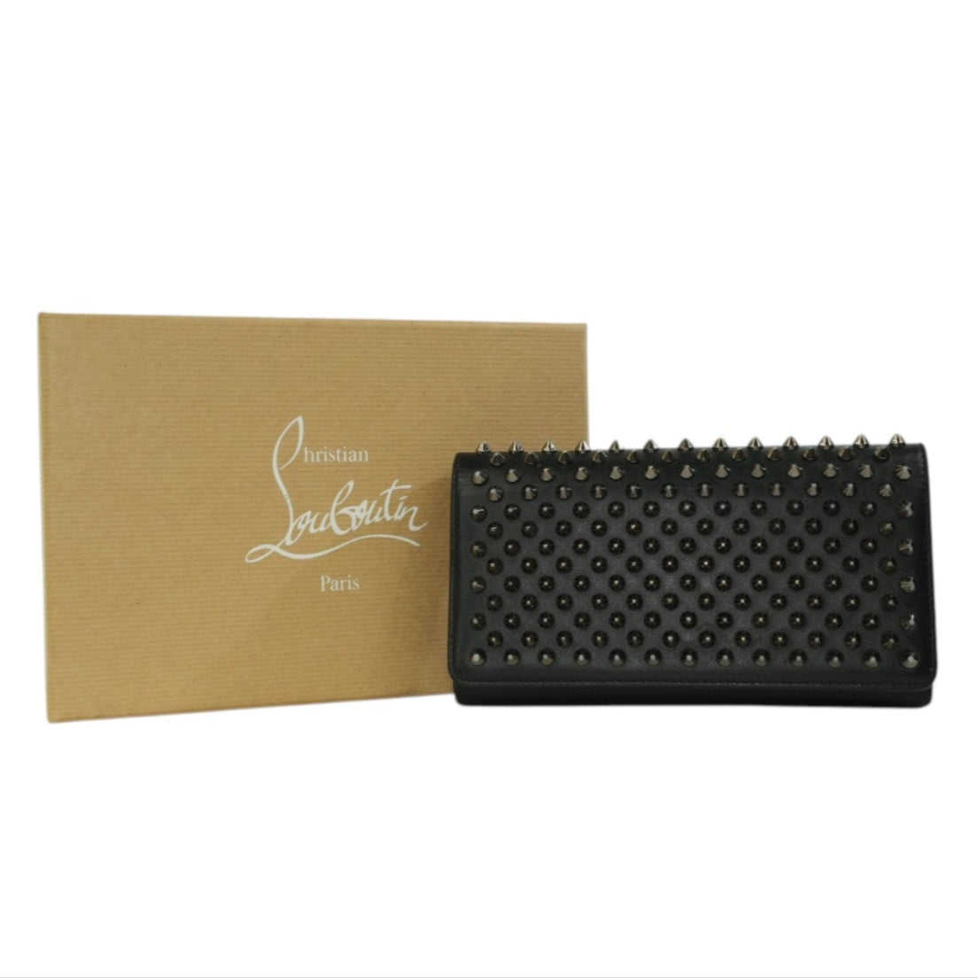 Pre-owned Christian Louboutin Studs Leather Wallet Black Used