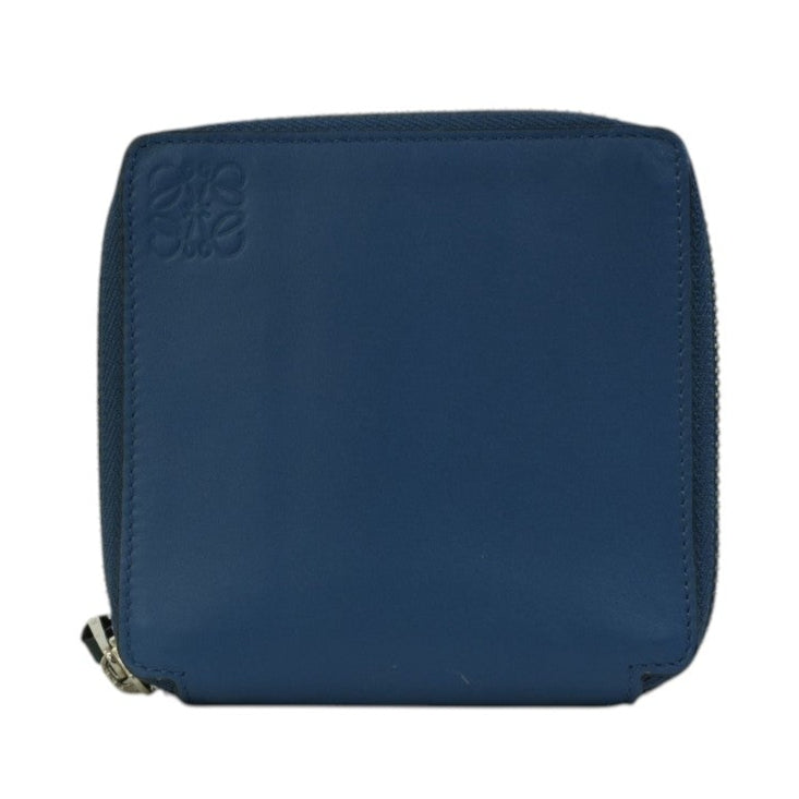 Pre-owned Loewe Leather Compact Wallet Blue Used