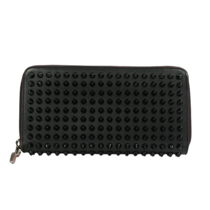 Christian Louboutin Leather Studded Long Wallet Black Used