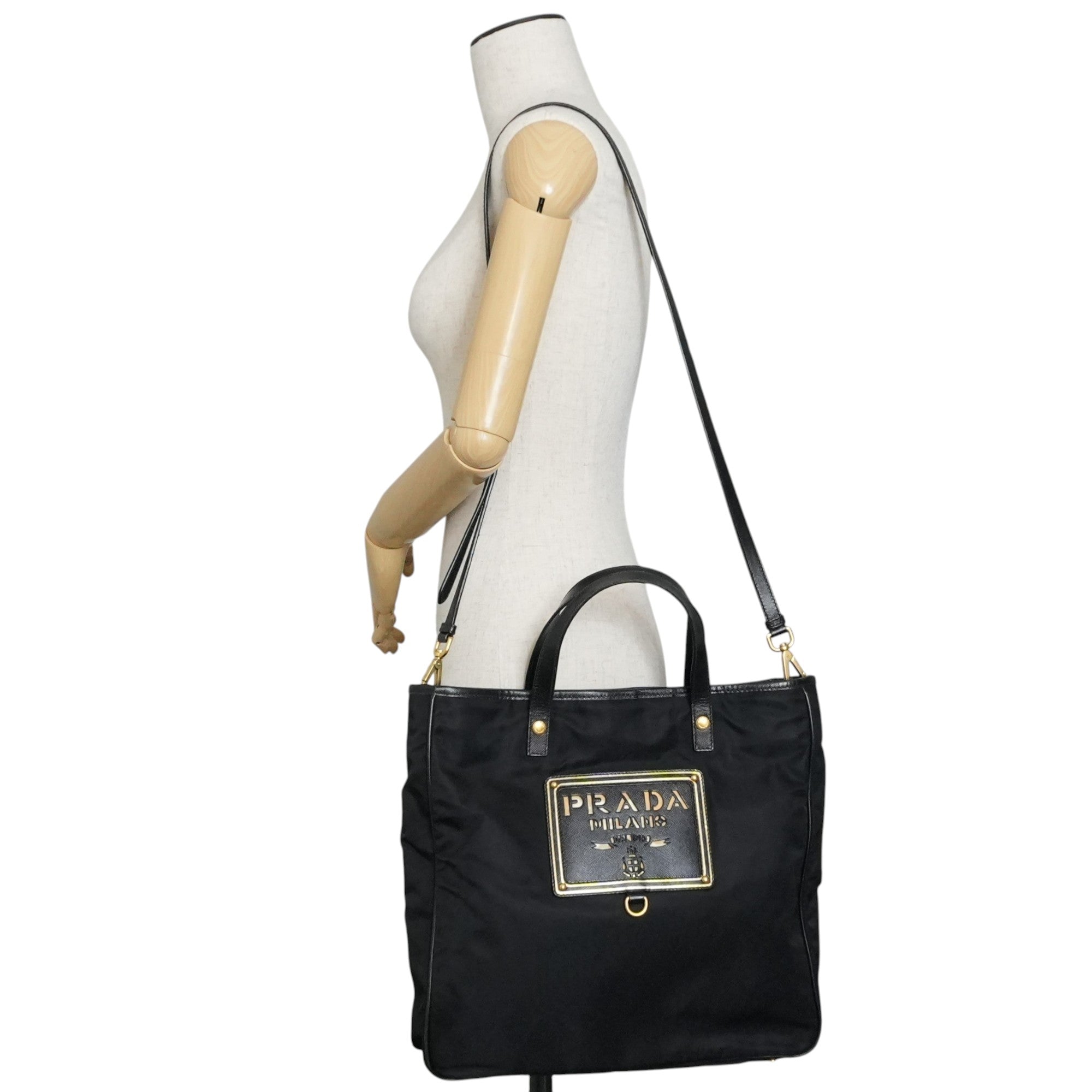 Pre-owned Prada Nylon Two Way Shoulder Bag Black Used