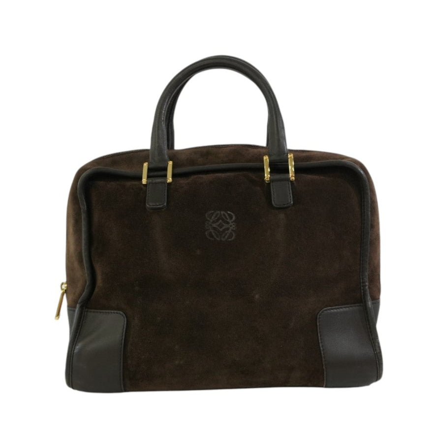 Pre-owned Loewe Suede Leather Anagram Amazona Handbag Brown