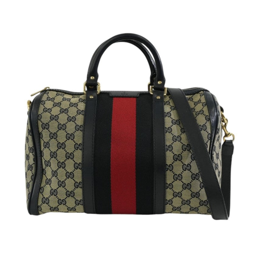 Pre-owned Gucci Canvas Sheryline Two Way Boston Bag Blue