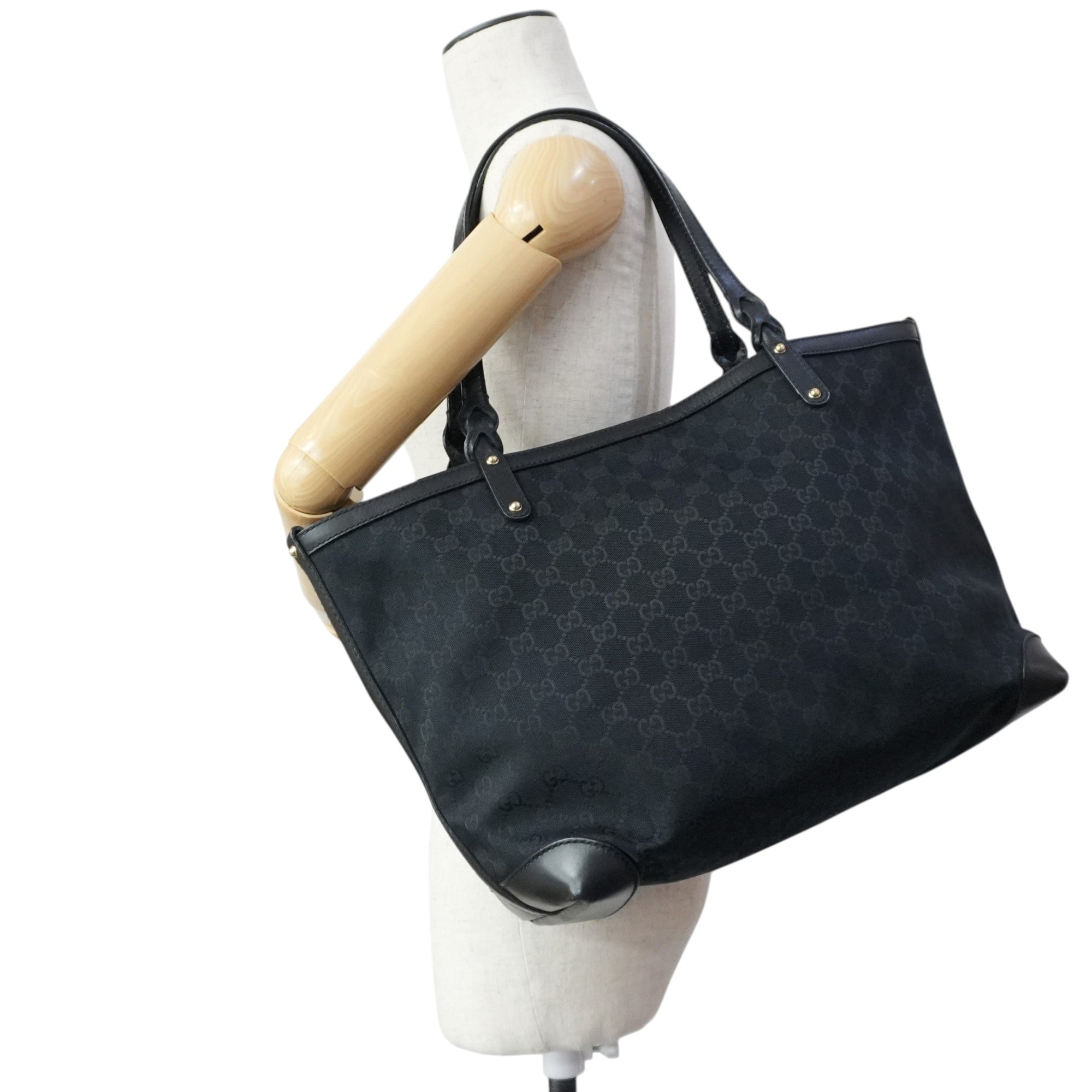 Gucci Canvas Tote Bag Black Used